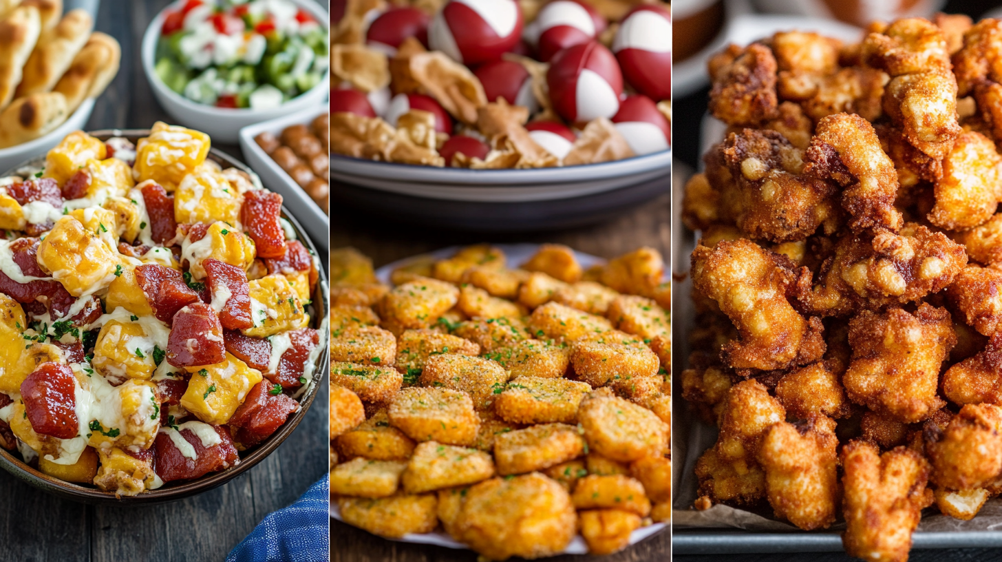 Assorted appetizer platters with assorted finger foods.